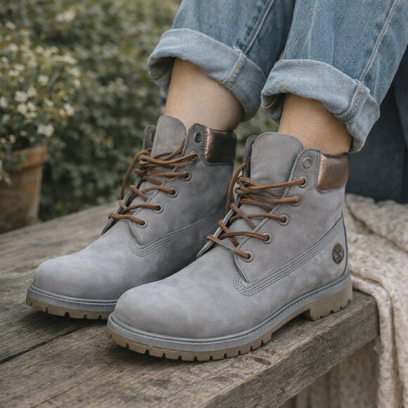 Timberland Shoes - Timberland Grey Women’s Leather Boots – Size 9.5 (EU 40.5-41)